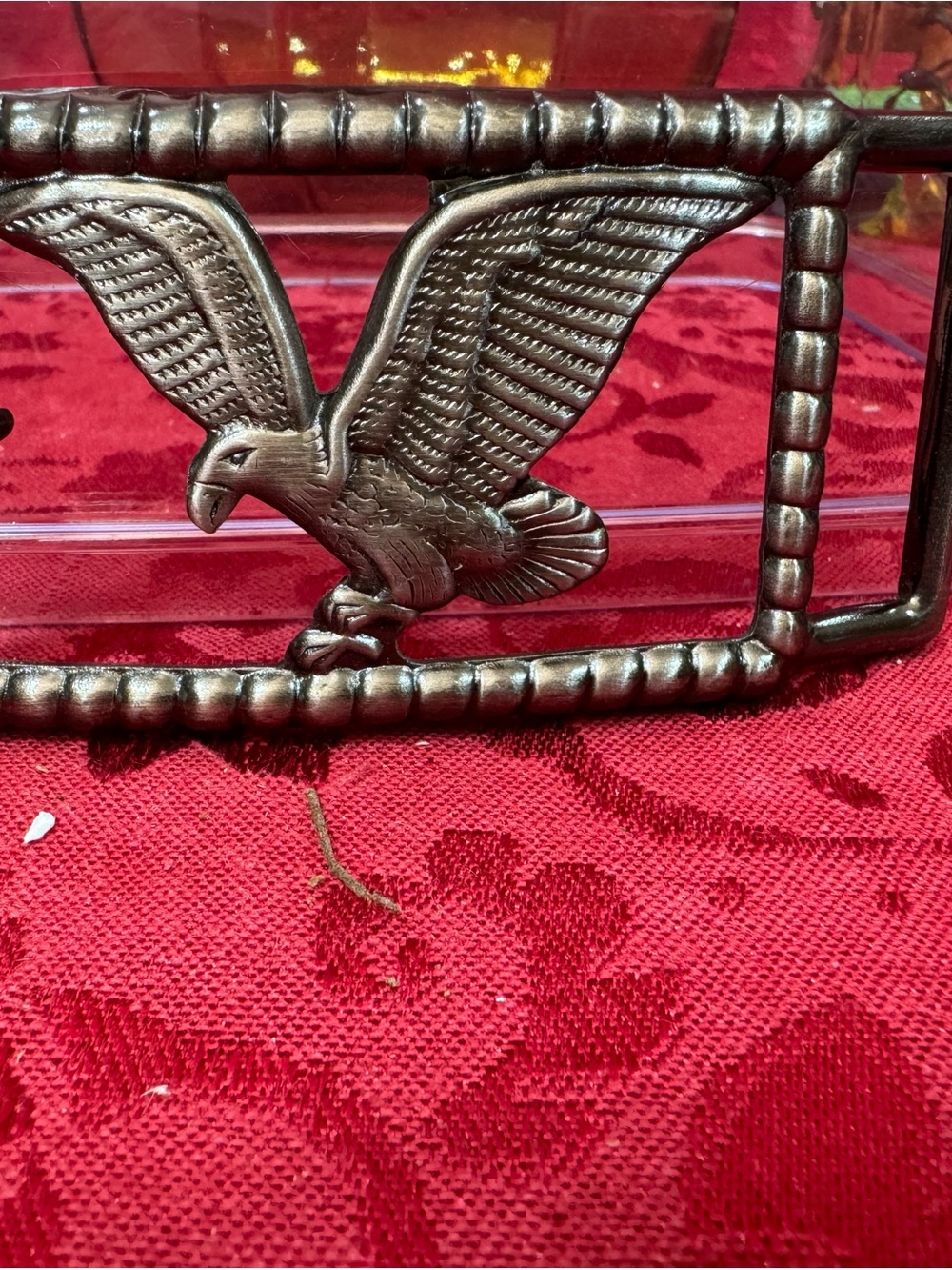 Men's Eagle Buckle Belt - Brown antique finish Metal Finish
